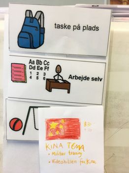 Piktogrammer illustrerer dagens opgaver og guider eleven igennem. Eleven kan også supplere med egne programpunkter. Foto: Peter Garde Piktogrammer illustrerer dagens opgaver og guider eleven igennem. Eleven kan også supplere med egne programpunkter. Foto: Peter Garde
