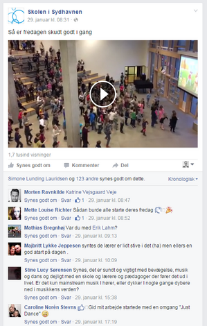 Skærmbillede fra Skolen i Sydhavnens facebook