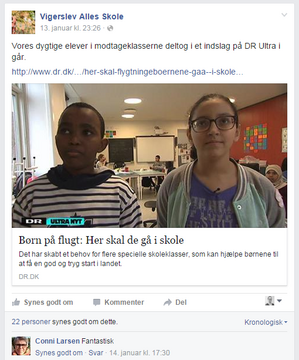 Skærmbillede fra Vigerslev Allés Skole facebook.