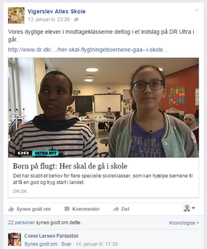 Skærmbillede fra Vigerslev Allés Skole facebook. Skærmbillede fra Vigerslev Allés Skole facebook.